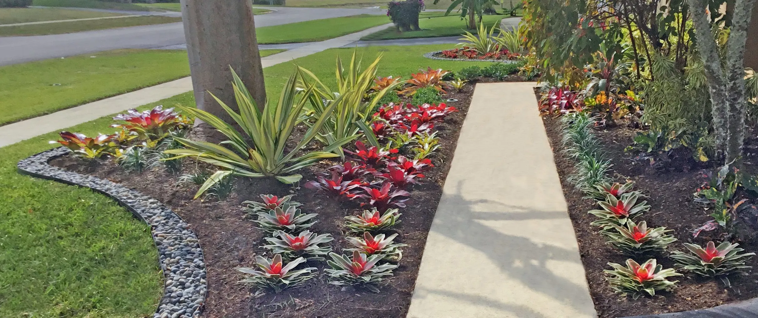 Seasonal landscaping checklist with garden tools, plants, and a well-maintained yard in Morris County