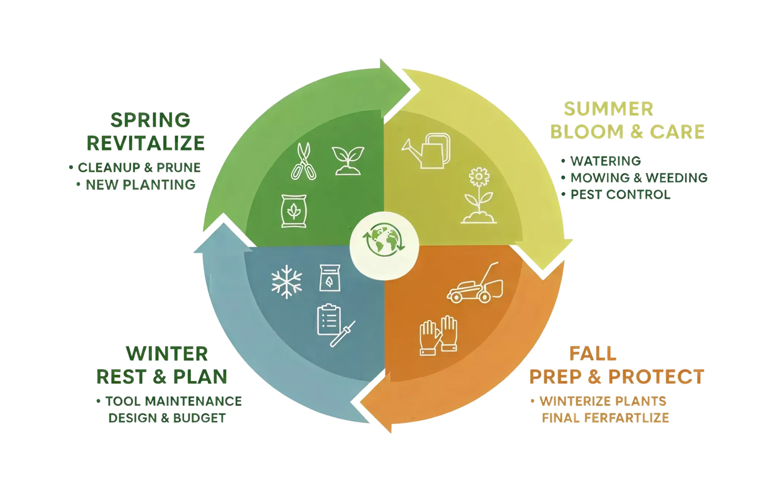 Professional landscaper performing seasonal yard cleanup during spring and fall