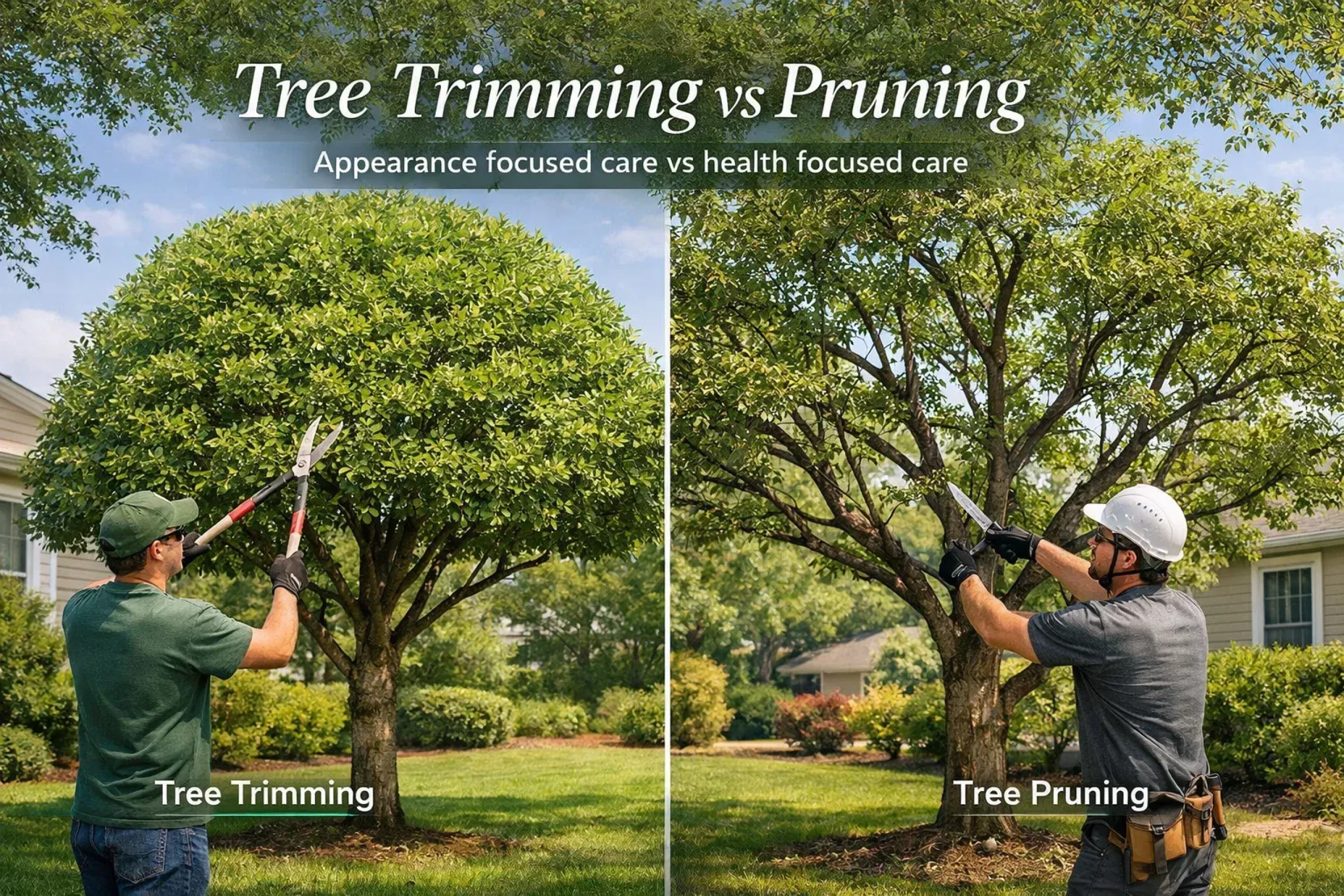 Professional arborist trimming a tree branch