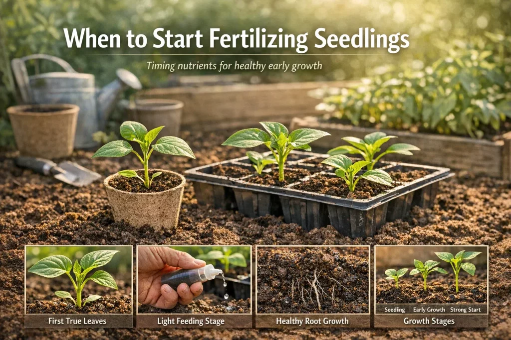 Seedlings growing strong after first fertilization